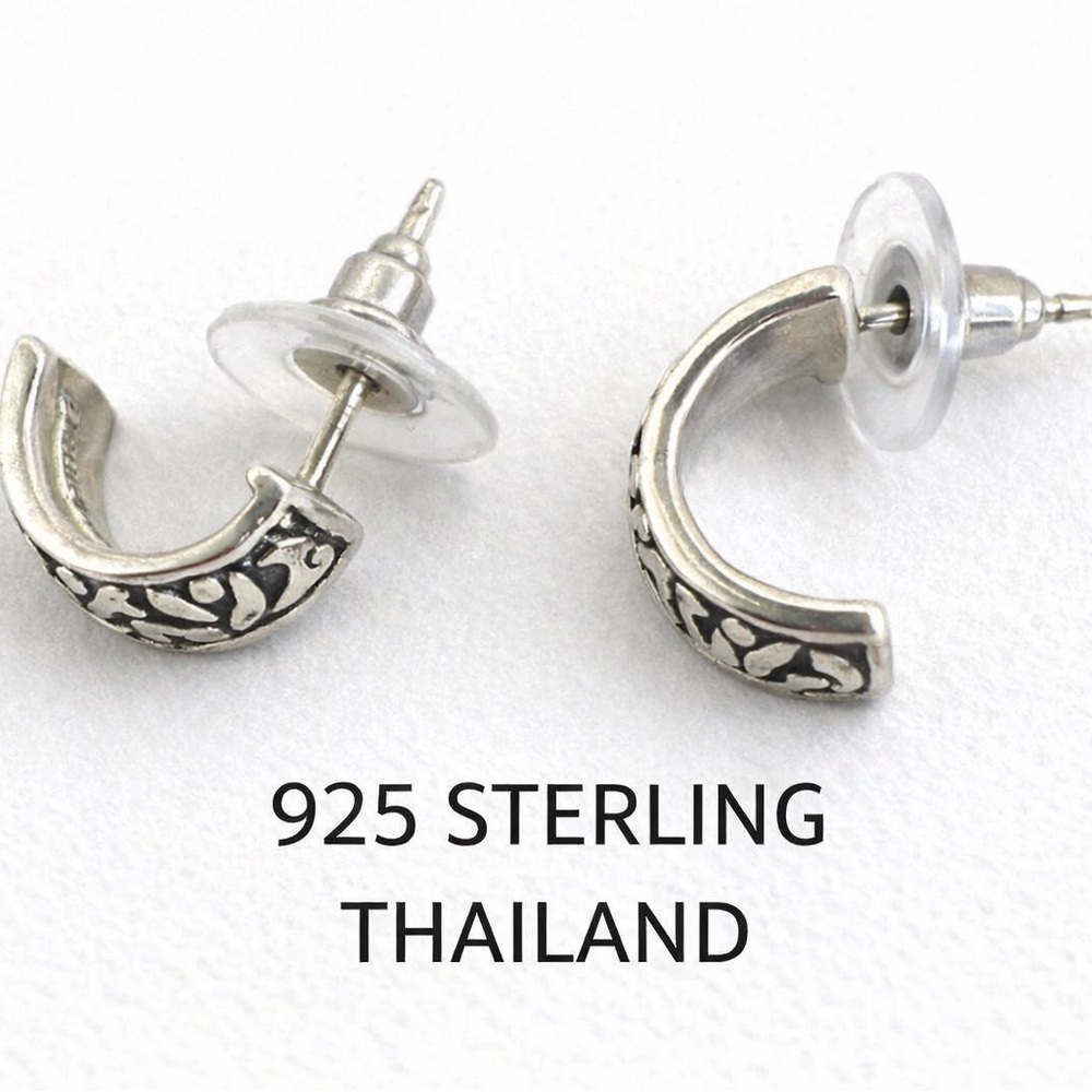 Intricate 925 Silver Patterned Earrings